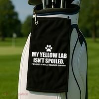 My Yellow Lab Isn't Spoiled Golf Towel thumb 2