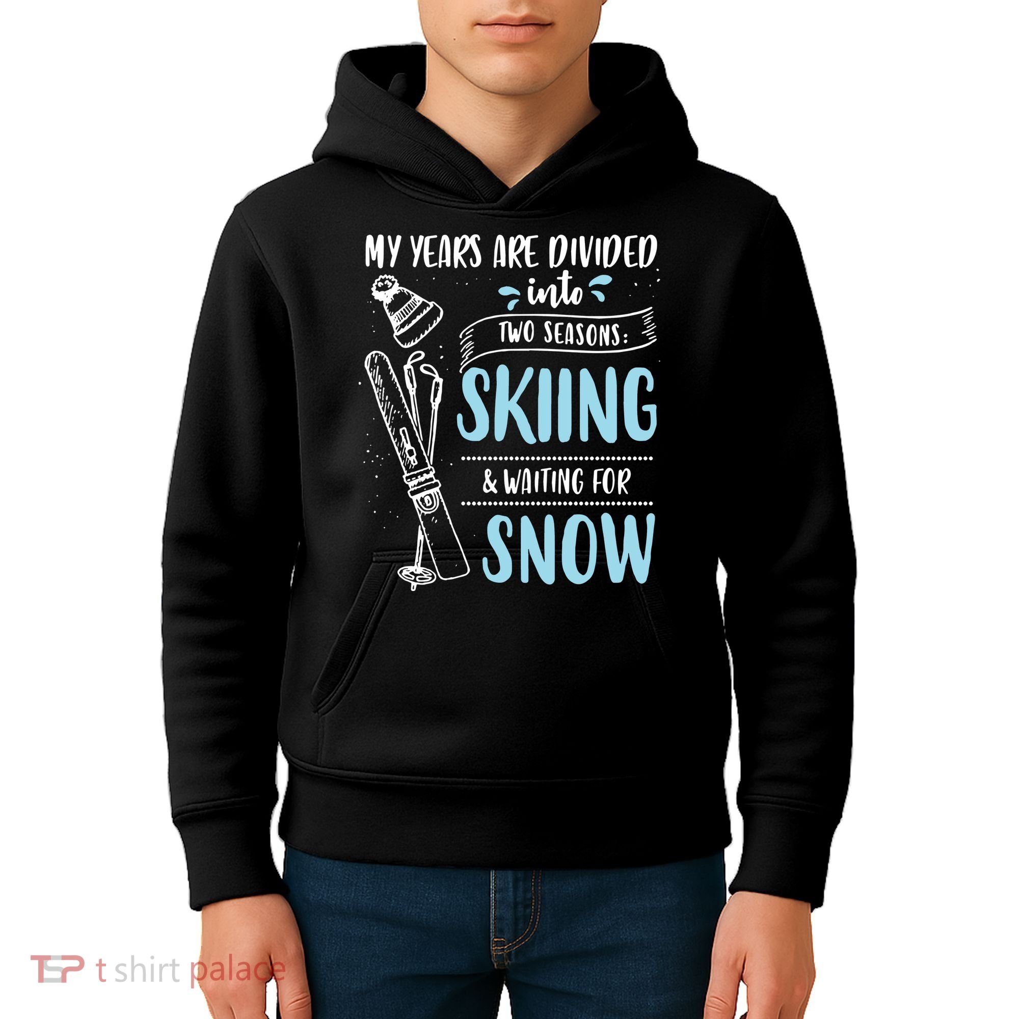 My Years Are Divided Into Two Seasons Skiling Waiting For Snow Christmas Nerd Kids Hoodie