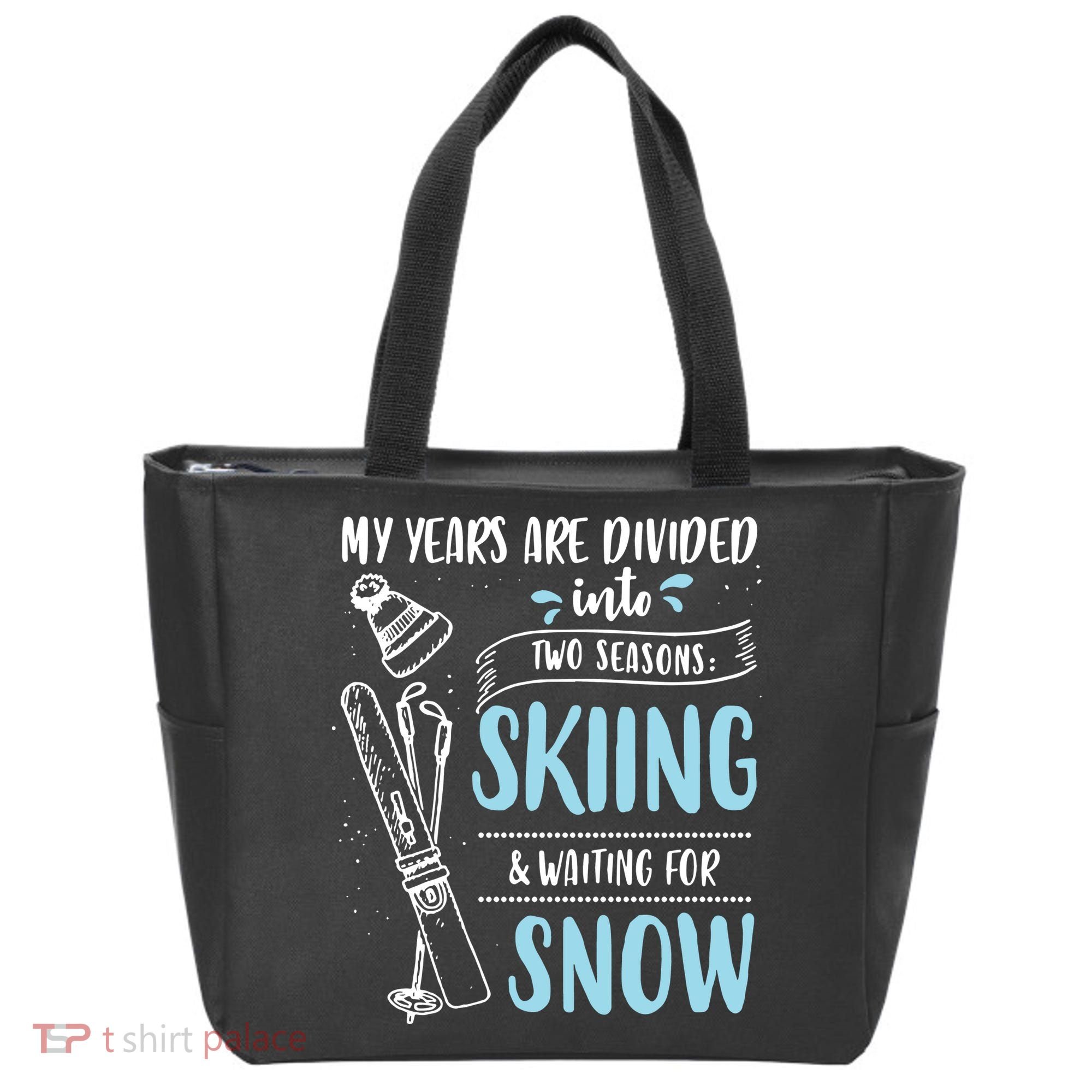 My Years Are Divided Into Two Seasons Skiling Waiting For Snow Christmas Nerd Tote Bag