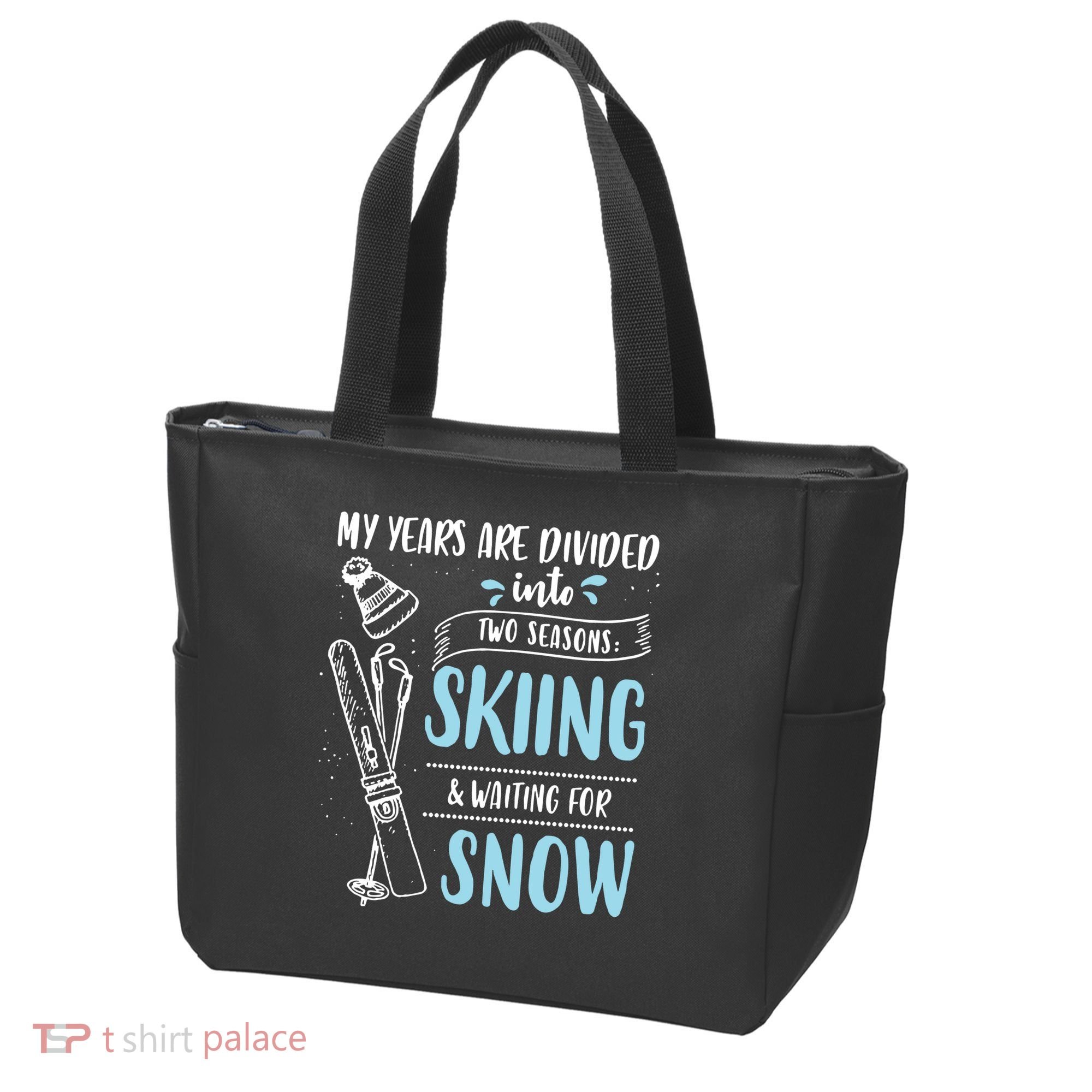 My Years Are Divided Into Two Seasons Skiling Waiting For Snow Christmas Nerd Tote Bag