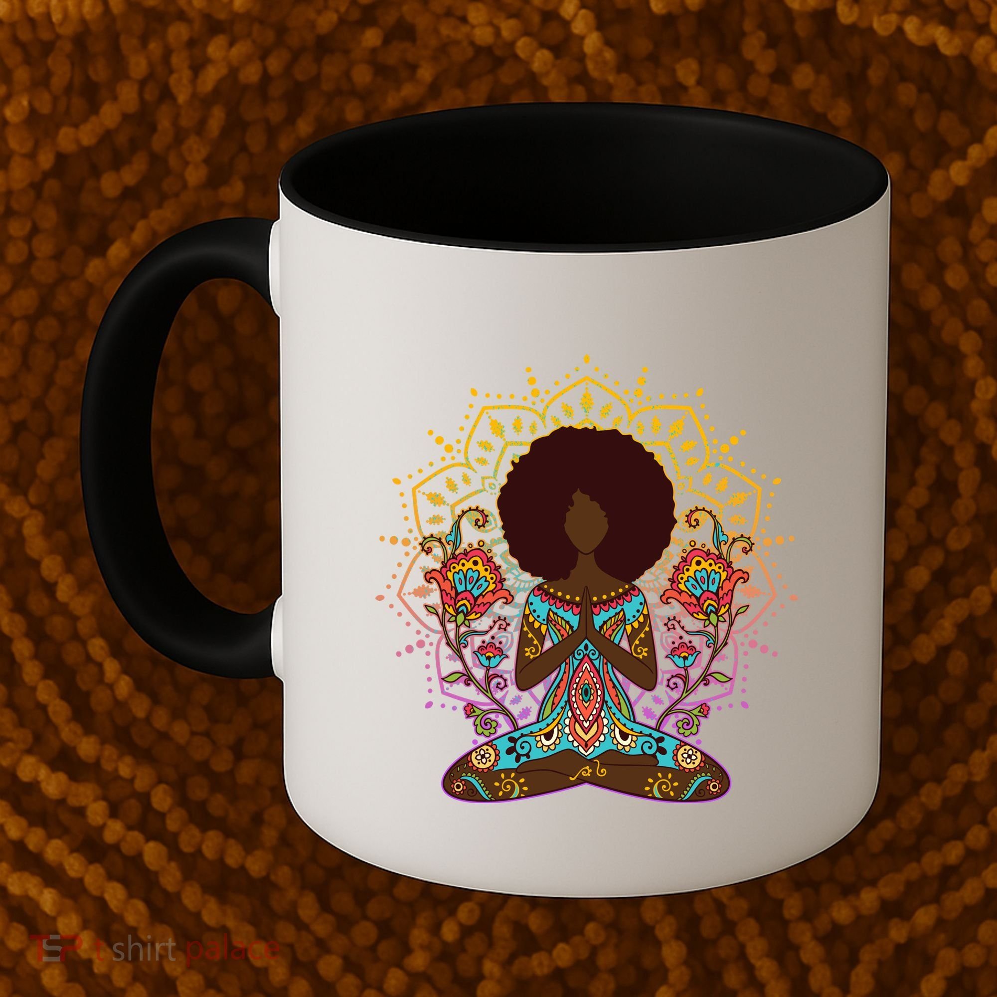 Meditation Yoga Afro Woman Coffee Mug