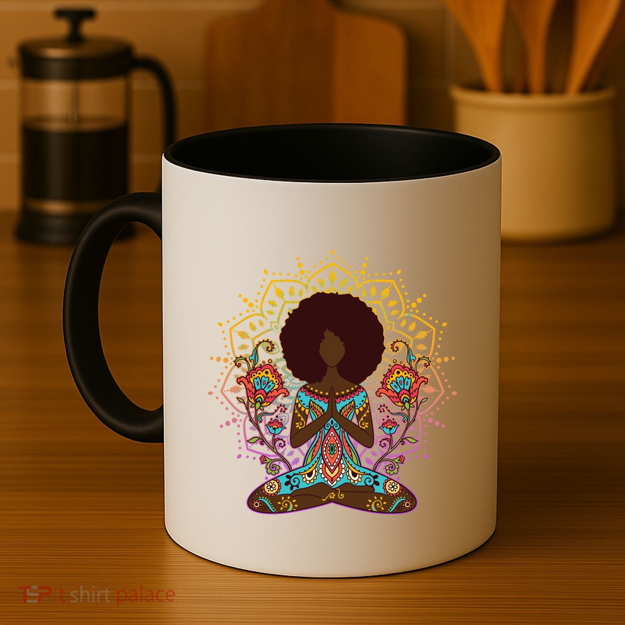 Meditation Yoga Afro Woman Coffee Mug