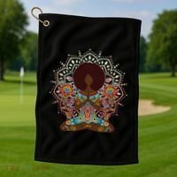 Meditation Yoga Afro Woman Golf Towel thumb 1