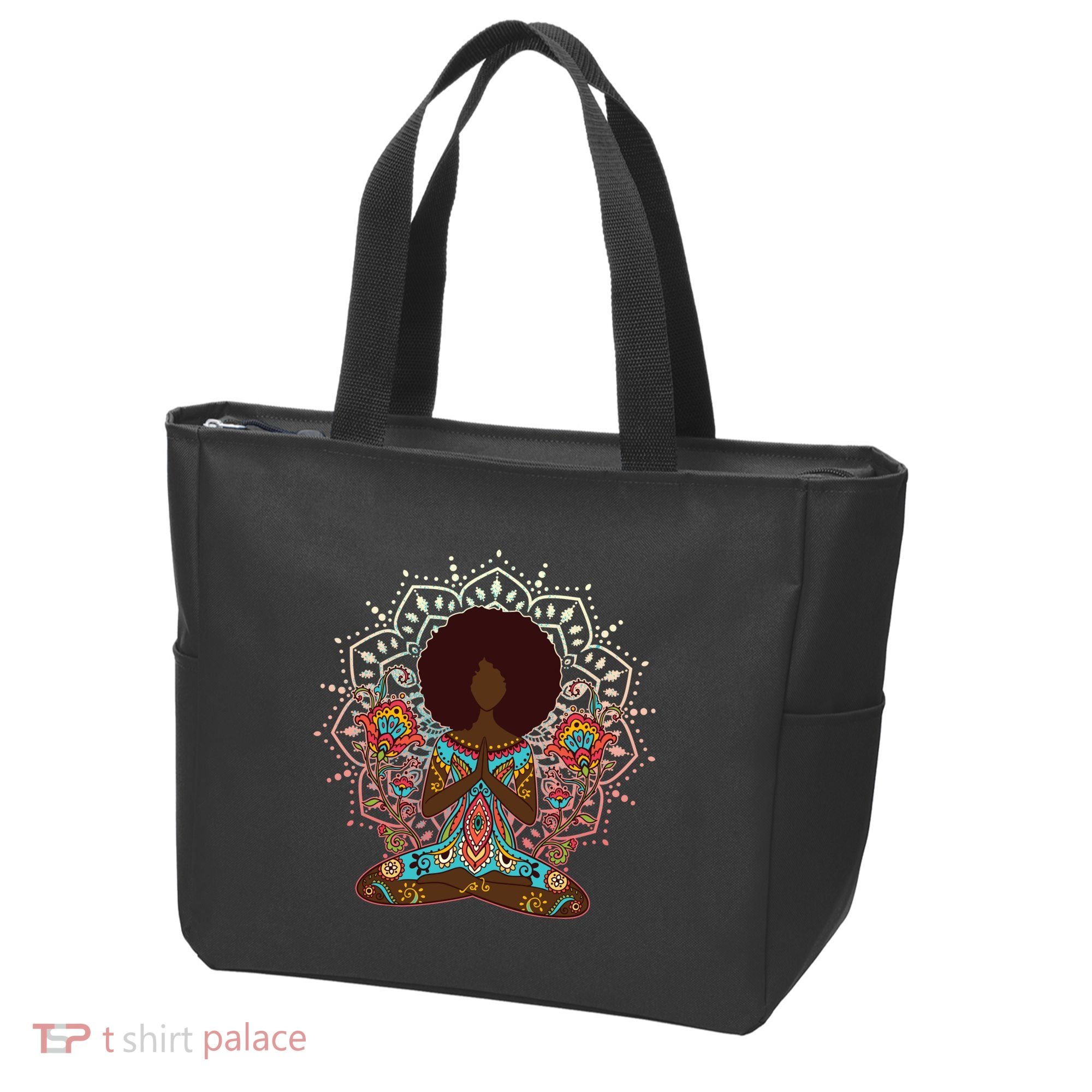 Meditation Yoga Afro Woman Tote Bag