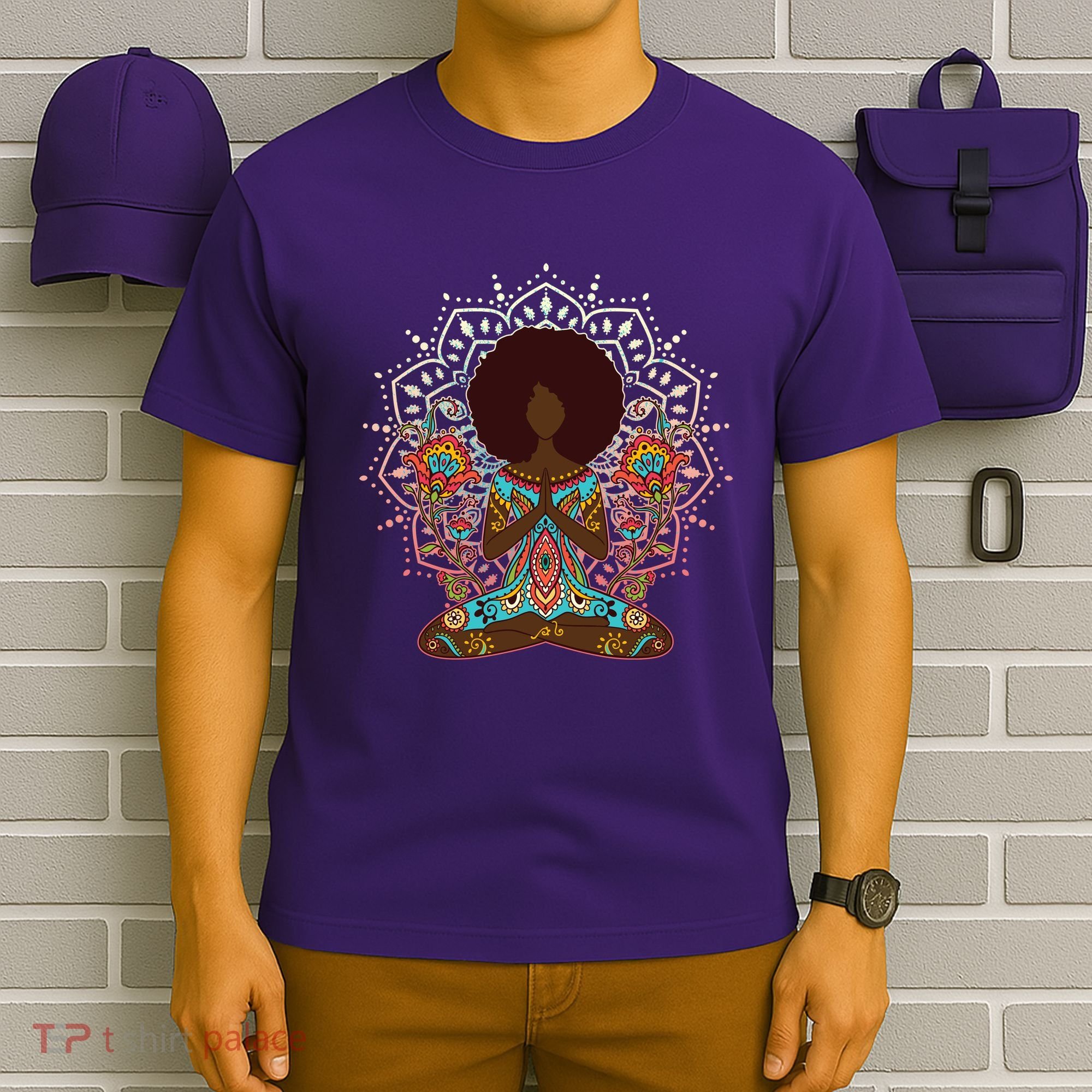 Meditation Yoga Afro Woman T-Shirt