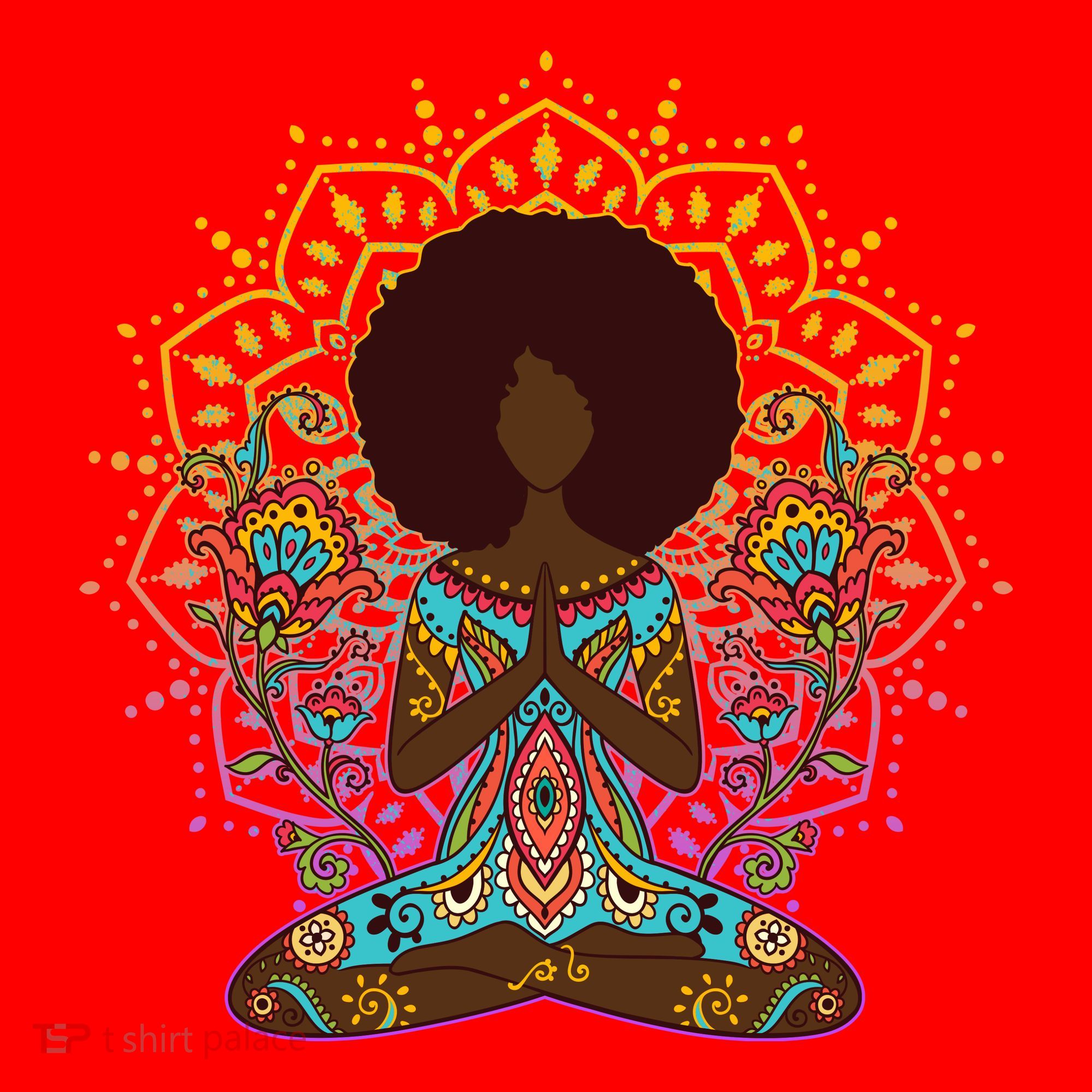 Meditation Yoga Afro Woman Santa Hat