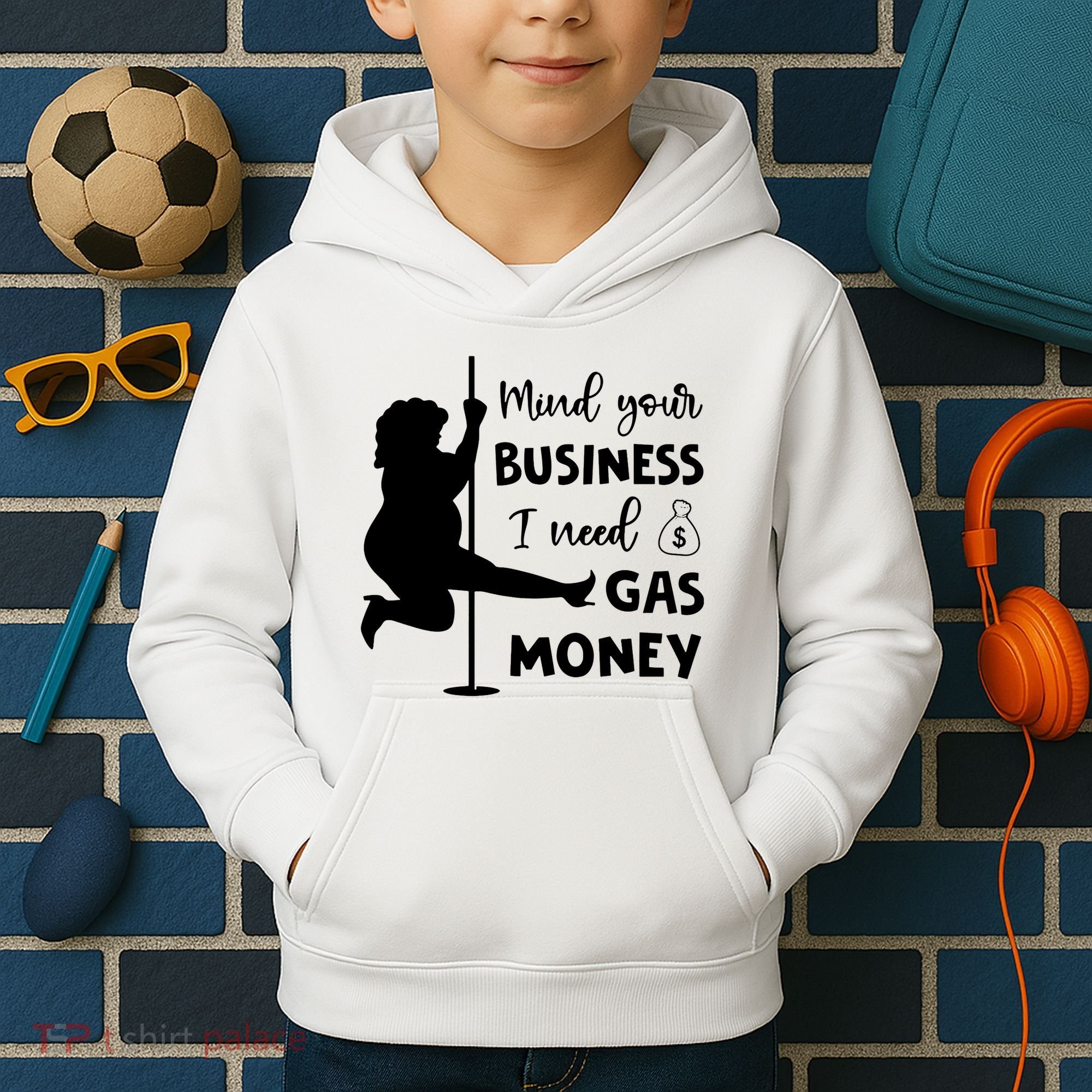 Mind Your Business I Need Gas Money Funny Kids Hoodie