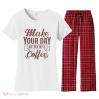 Make Your Day Better With Coffee Women's Flannel Pajama Set thumb 0