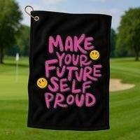 Make Your Future Self Proud Smiley Golf Towel thumb 1