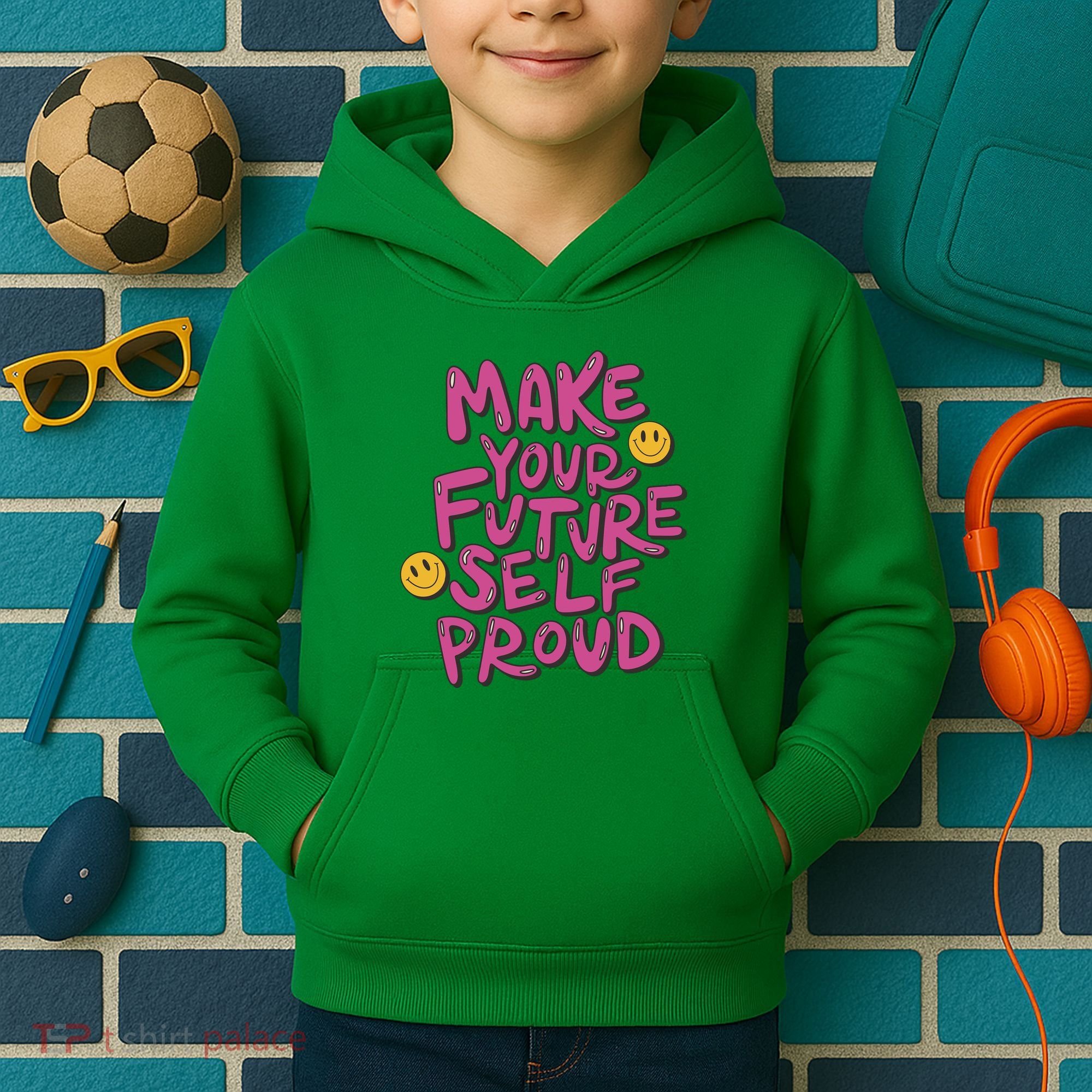 Make Your Future Self Proud Smiley Kids Hoodie