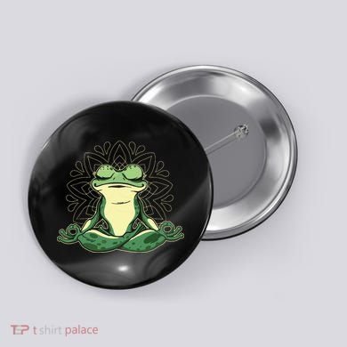 Meditating Yoga Frog Button
