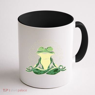 Meditating Yoga Frog Coffee Mug back