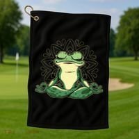 Meditating Yoga Frog Golf Towel thumb 1