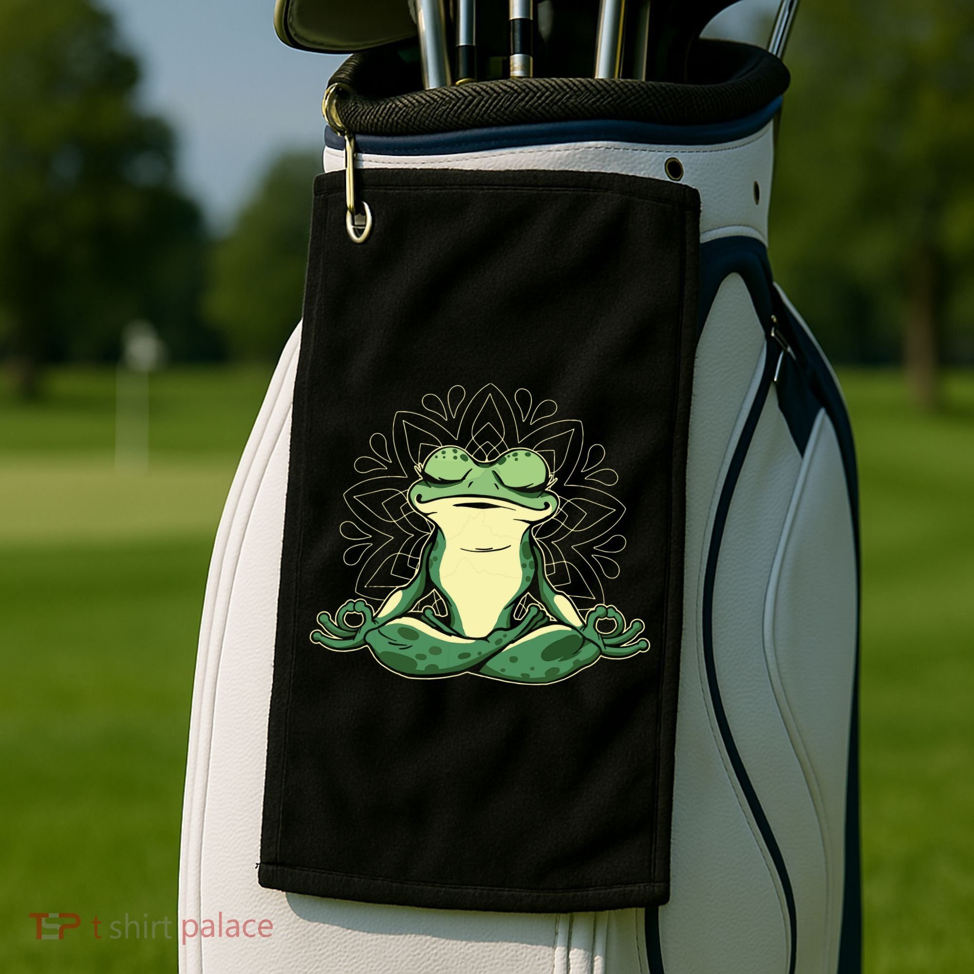 Meditating Yoga Frog Golf Towel