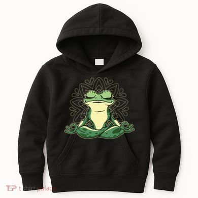 Meditating Yoga Frog Kids Hoodie