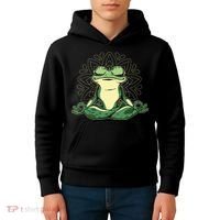 Meditating Yoga Frog Kids Hoodie thumb 4
