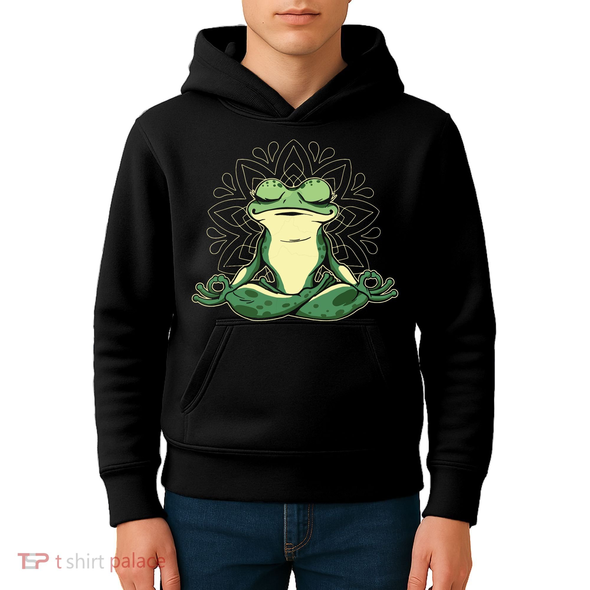 Meditating Yoga Frog Kids Hoodie