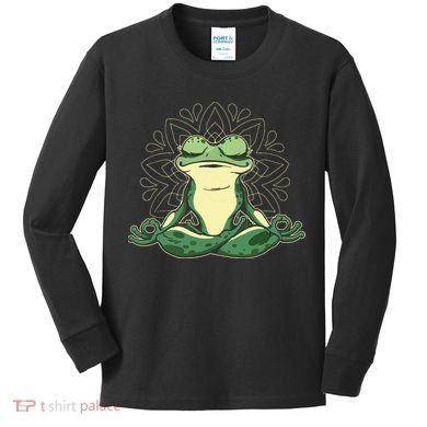Meditating Yoga Frog Kids Long Sleeve Shirt