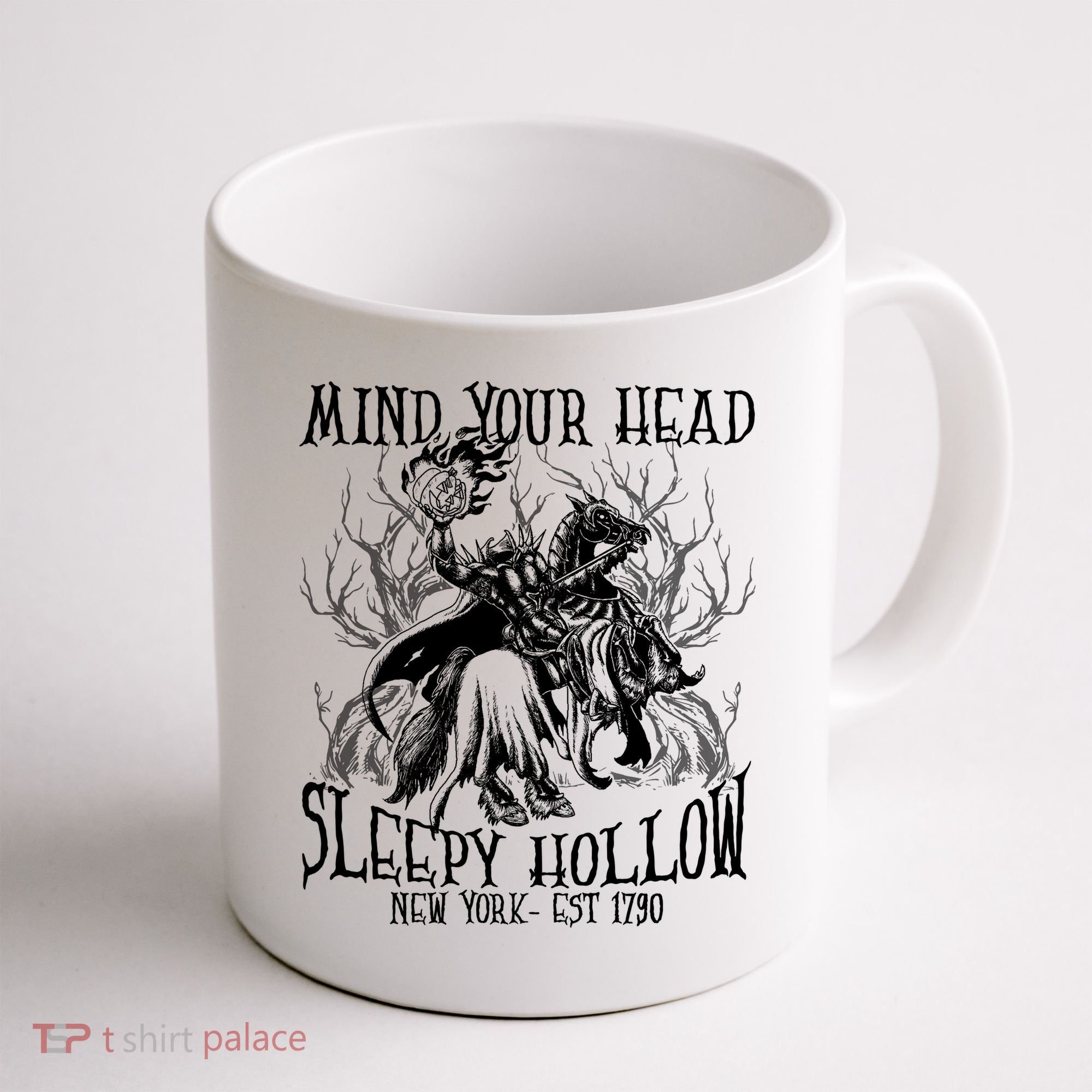 Mind Your Head Headless Horseman Est 1790 Headless Horseman Horror Coffee Mug