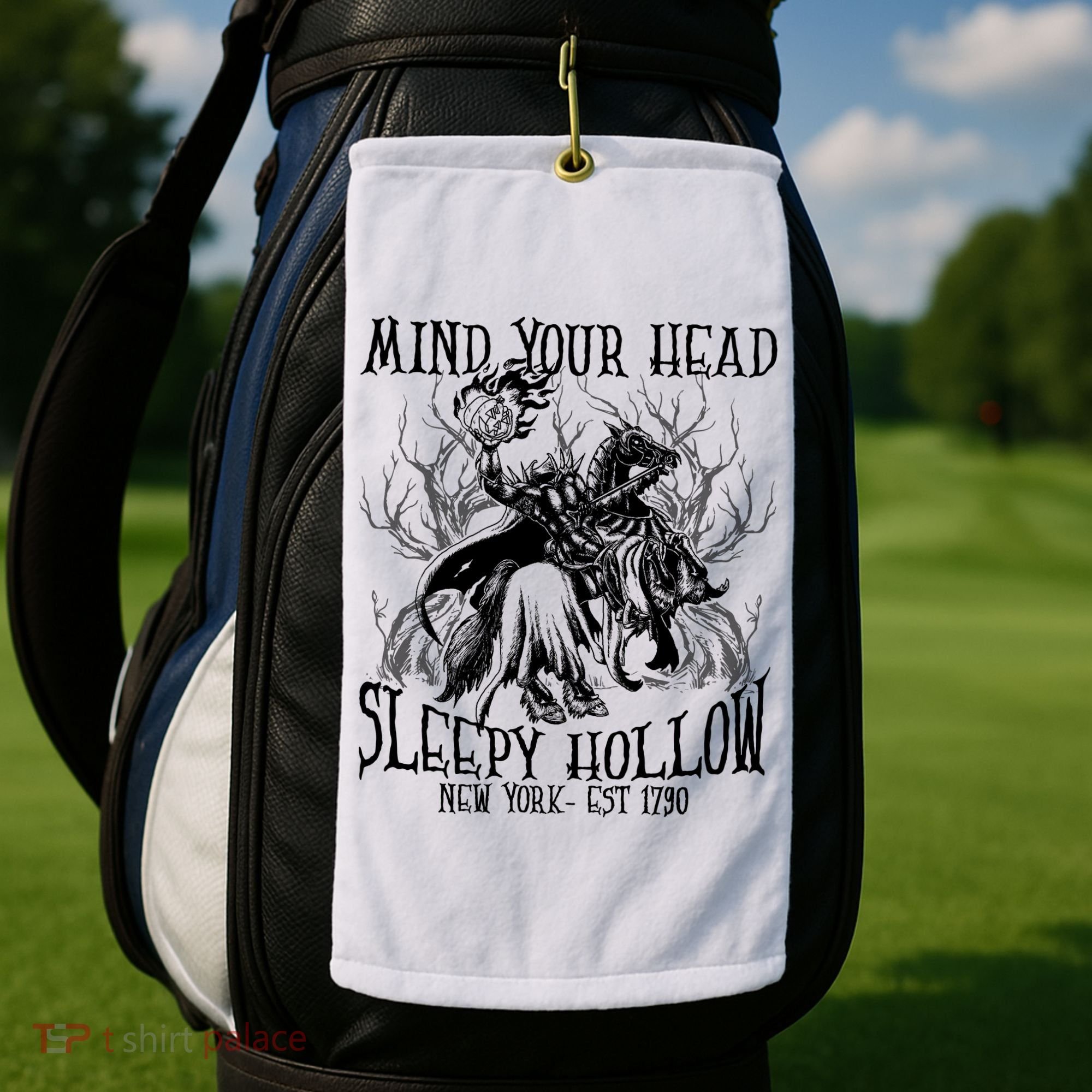 Mind Your Head Headless Horseman Est 1790 Headless Horseman Horror Golf Towel