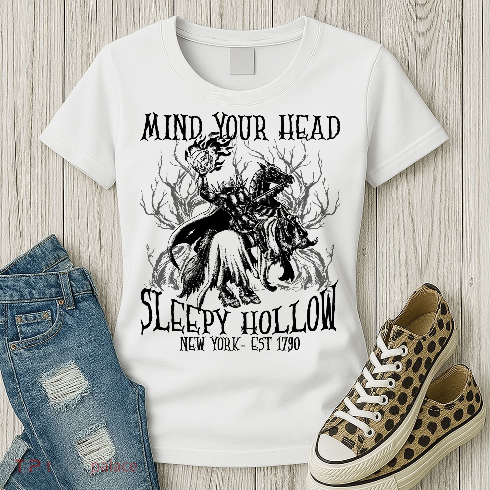 Mind Your Head Headless Horseman Est 1790 Headless Horseman Horror Women's T-Shirt
