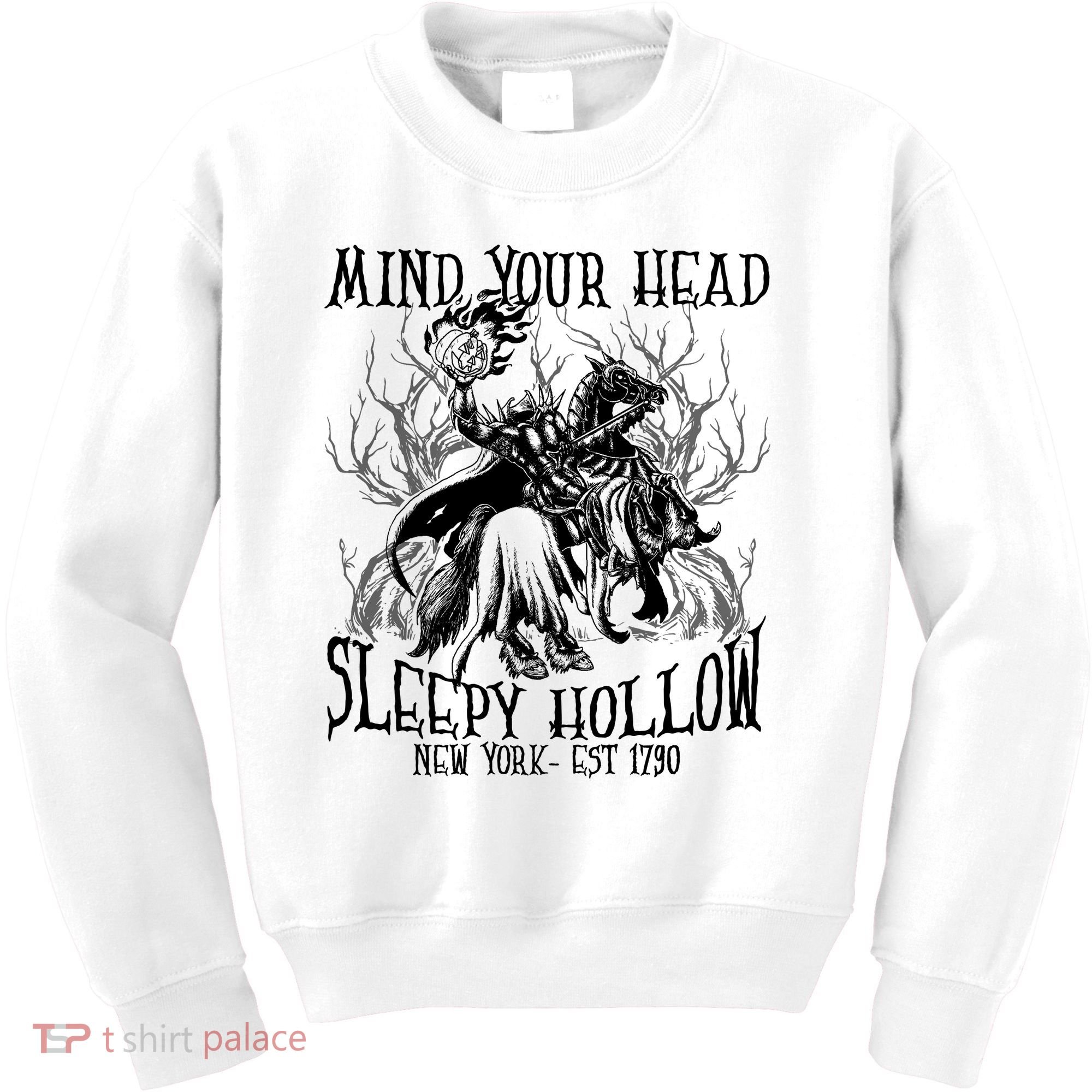 Mind Your Head Headless Horseman Est 1790 Headless Horseman Horror Kids Sweatshirt