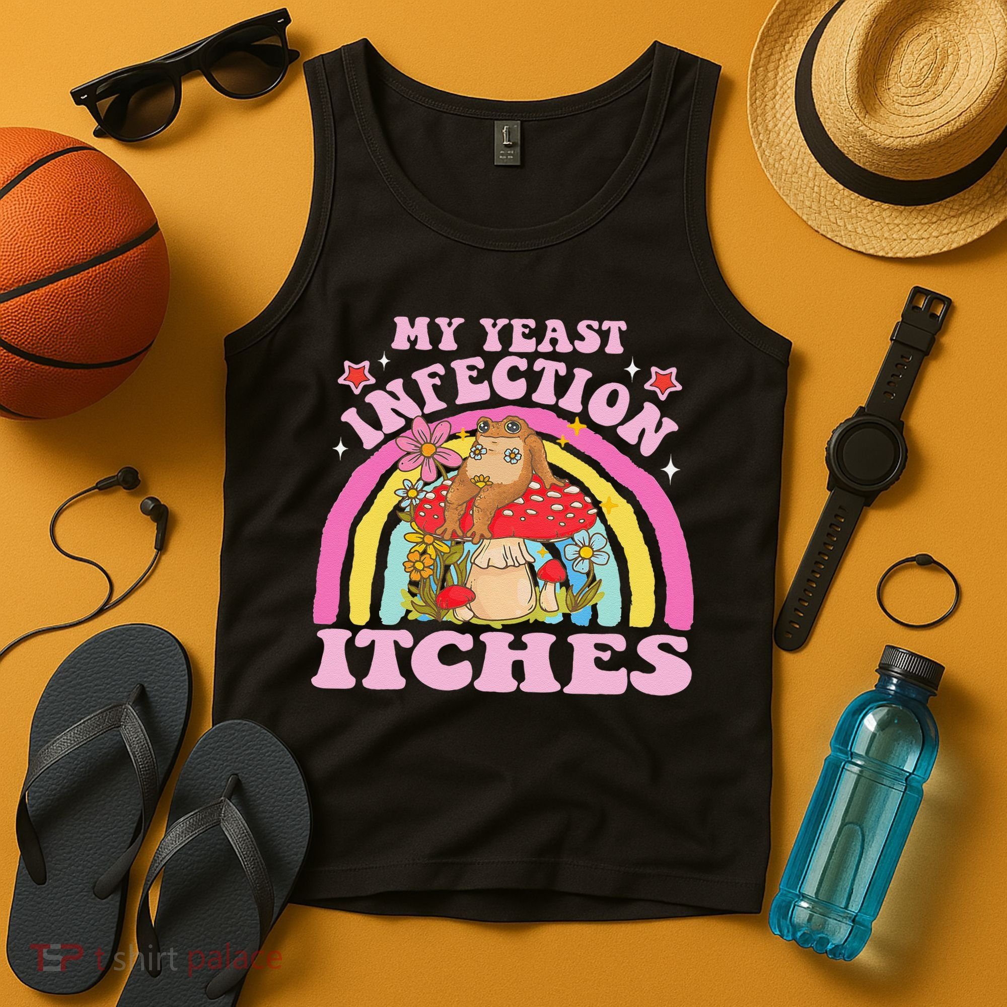My Yeast Infection Itches Funny Mushroom Frog Meme Humor Tank Top