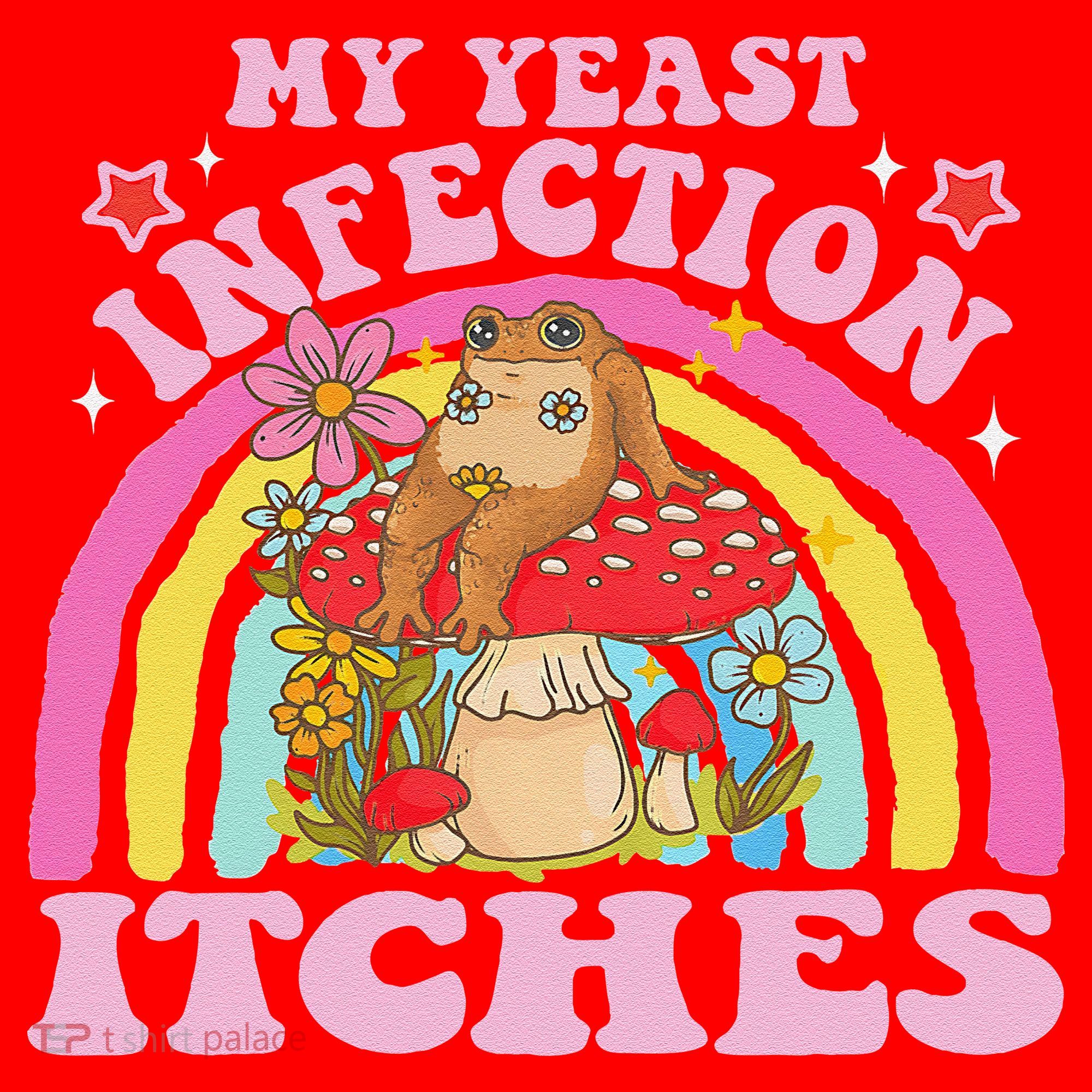 My Yeast Infection Itches Funny Mushroom Frog Meme Humor Santa Hat