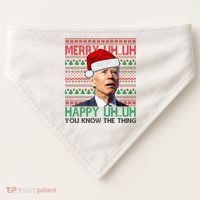 Merry You Know The Thing Funny Joe Biden Christmas USA-Made Doggie Bandana thumb 0