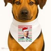 Merry You Know The Thing Funny Joe Biden Christmas USA-Made Doggie Bandana thumb 1