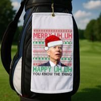 Merry You Know The Thing Funny Joe Biden Christmas Golf Towel thumb 2