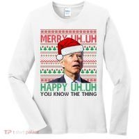 Merry You Know The Thing Funny Joe Biden Christmas Women's Long Sleeve Shirt thumb 0