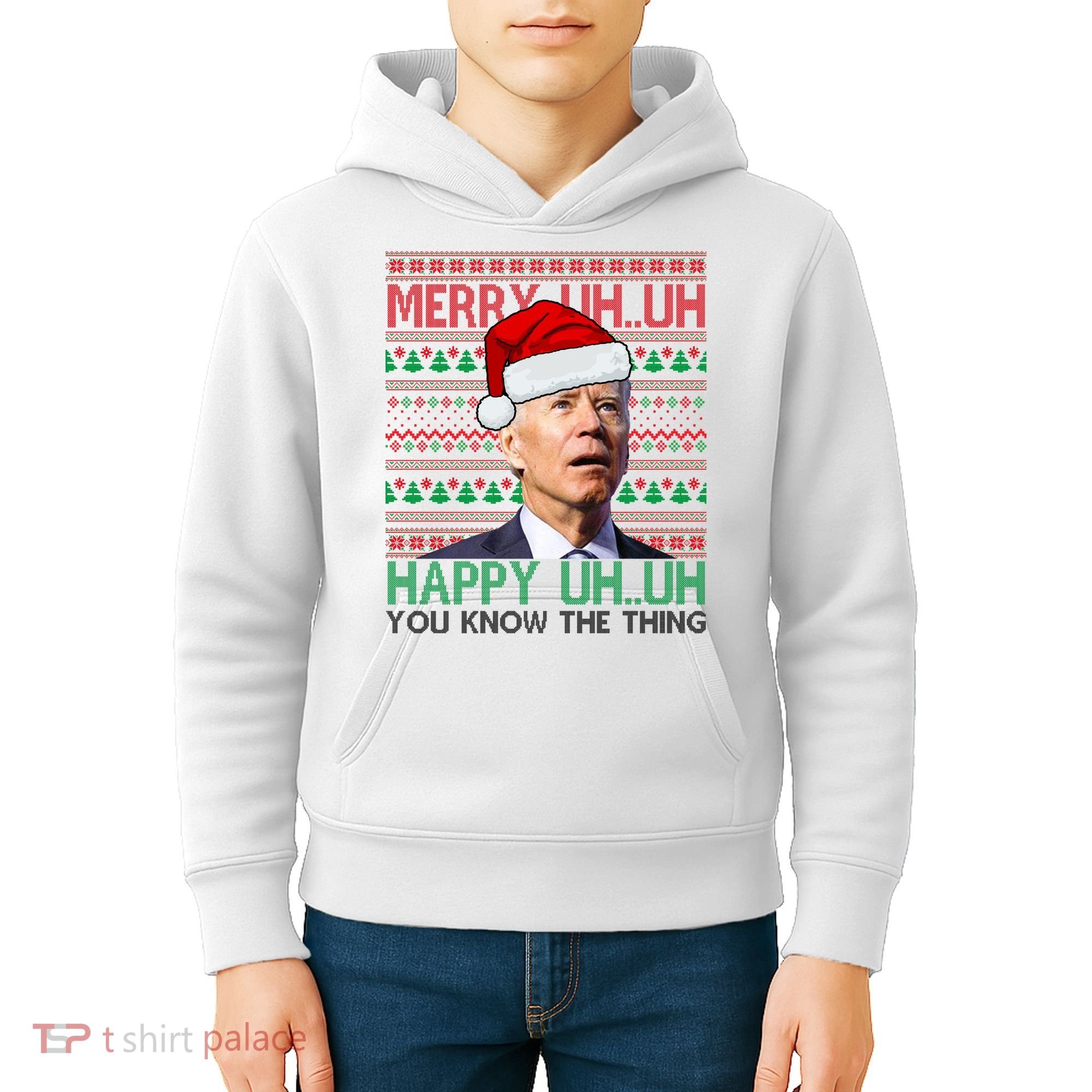 Merry You Know The Thing Funny Joe Biden Christmas Kids Hoodie