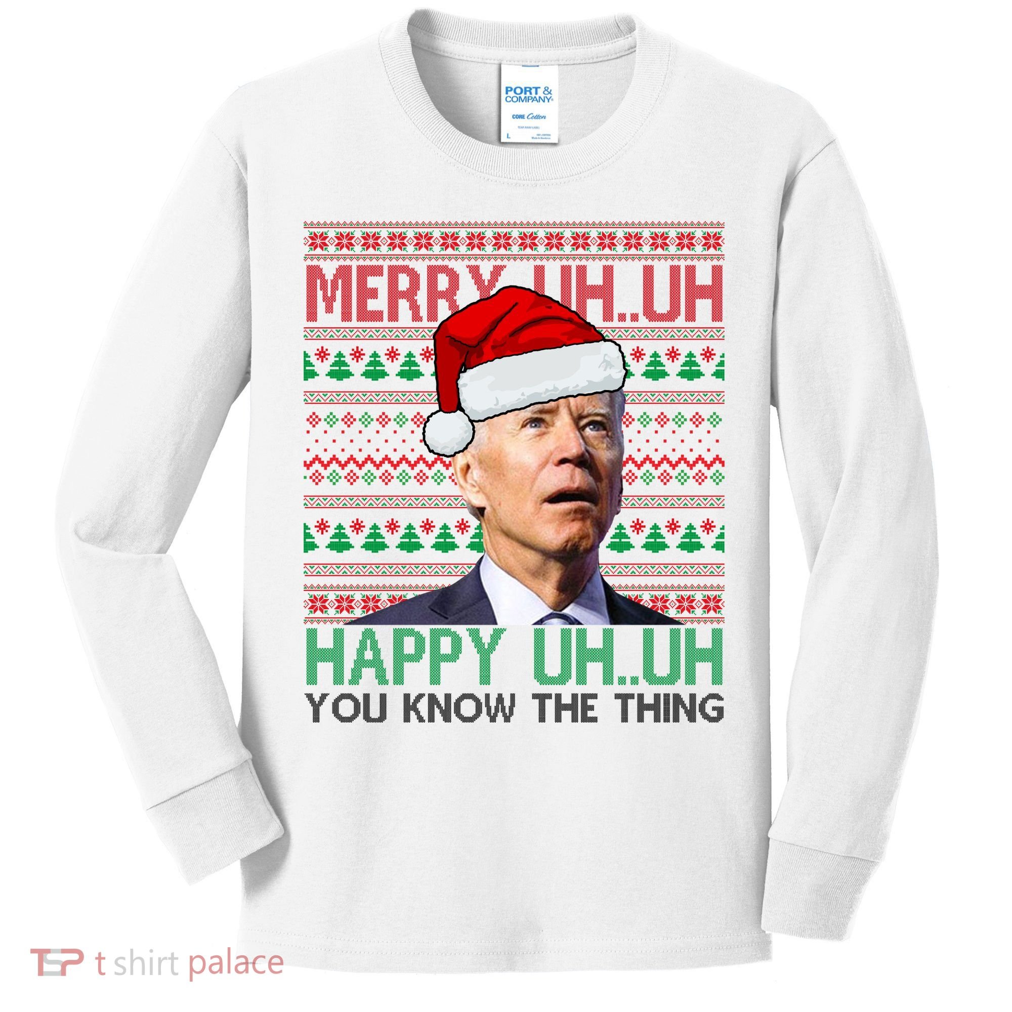 Merry You Know The Thing Funny Joe Biden Christmas Kids Long Sleeve Shirt