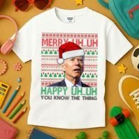 Merry You Know The Thing Funny Joe Biden Christmas Kids T-Shirt thumb 3
