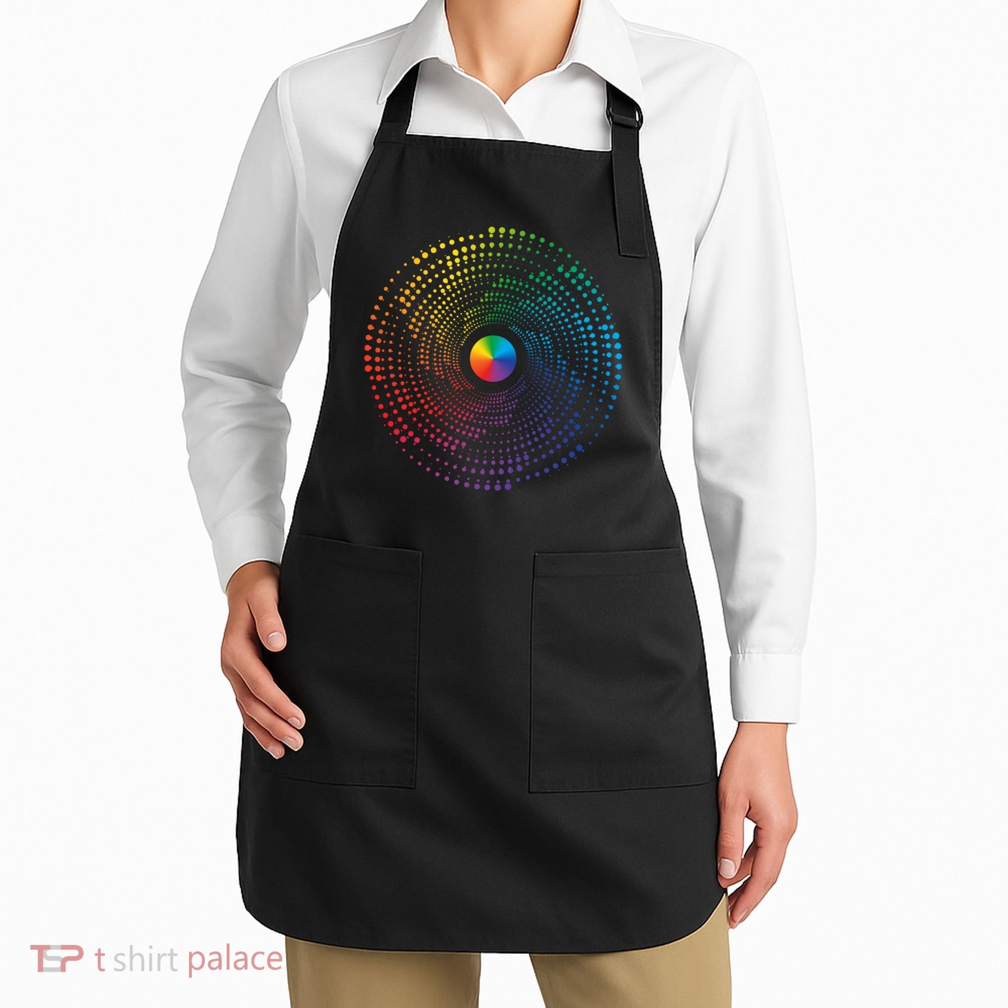 Make Your Mark International Dot Day Rainbow Polka Dot Swirl Apron