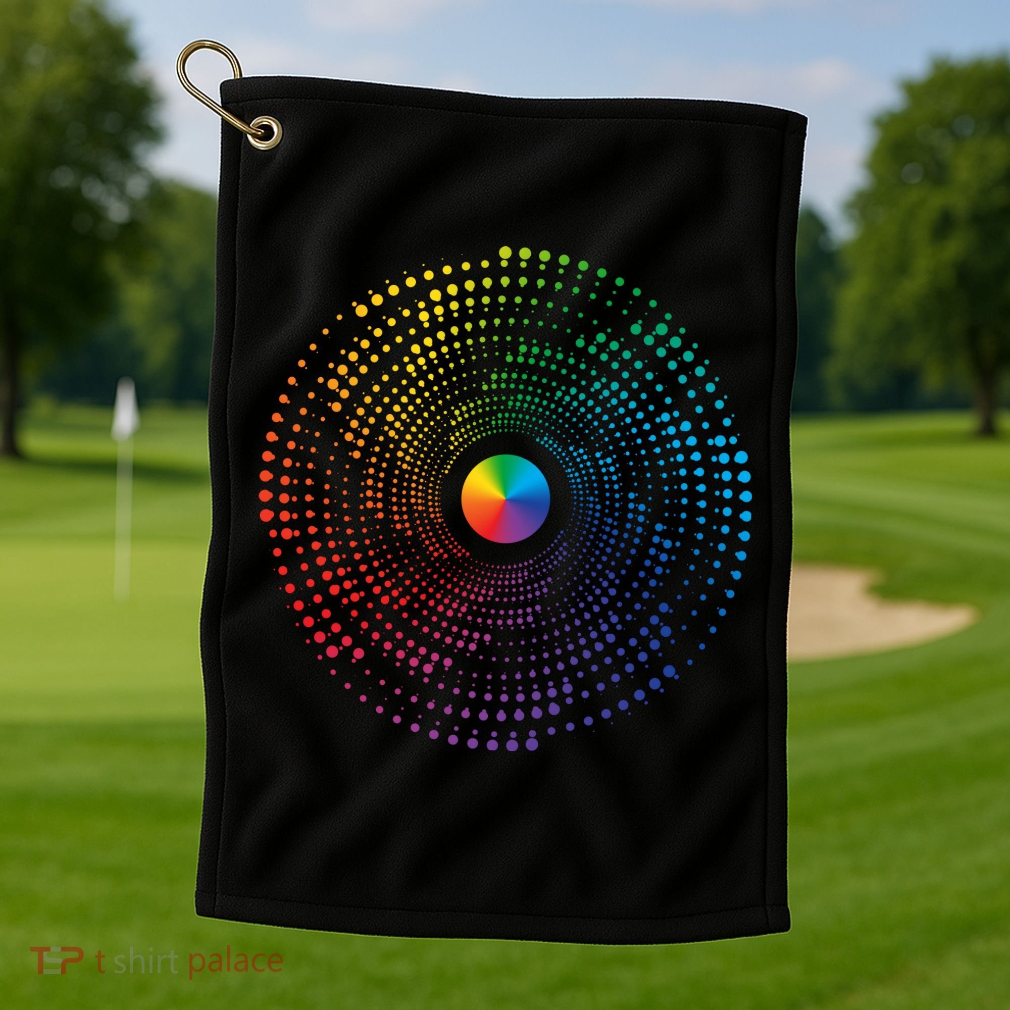 Make Your Mark International Dot Day Rainbow Polka Dot Swirl Golf Towel