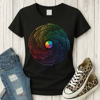 Make Your Mark International Dot Day Rainbow Polka Dot Swirl Women's T-Shirt thumb 3