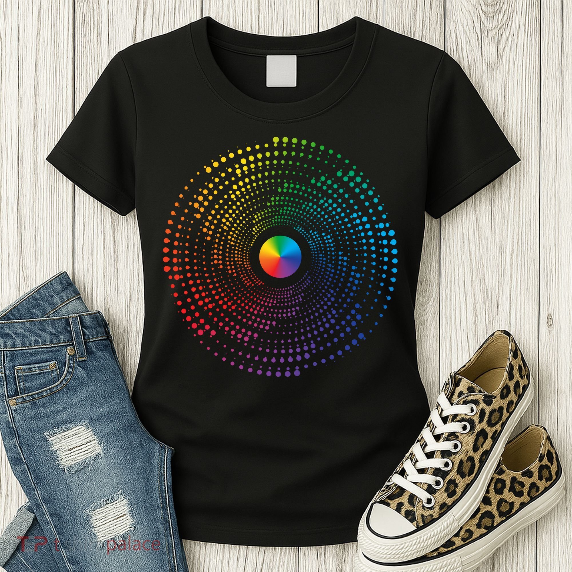 Make Your Mark International Dot Day Rainbow Polka Dot Swirl Women's T-Shirt