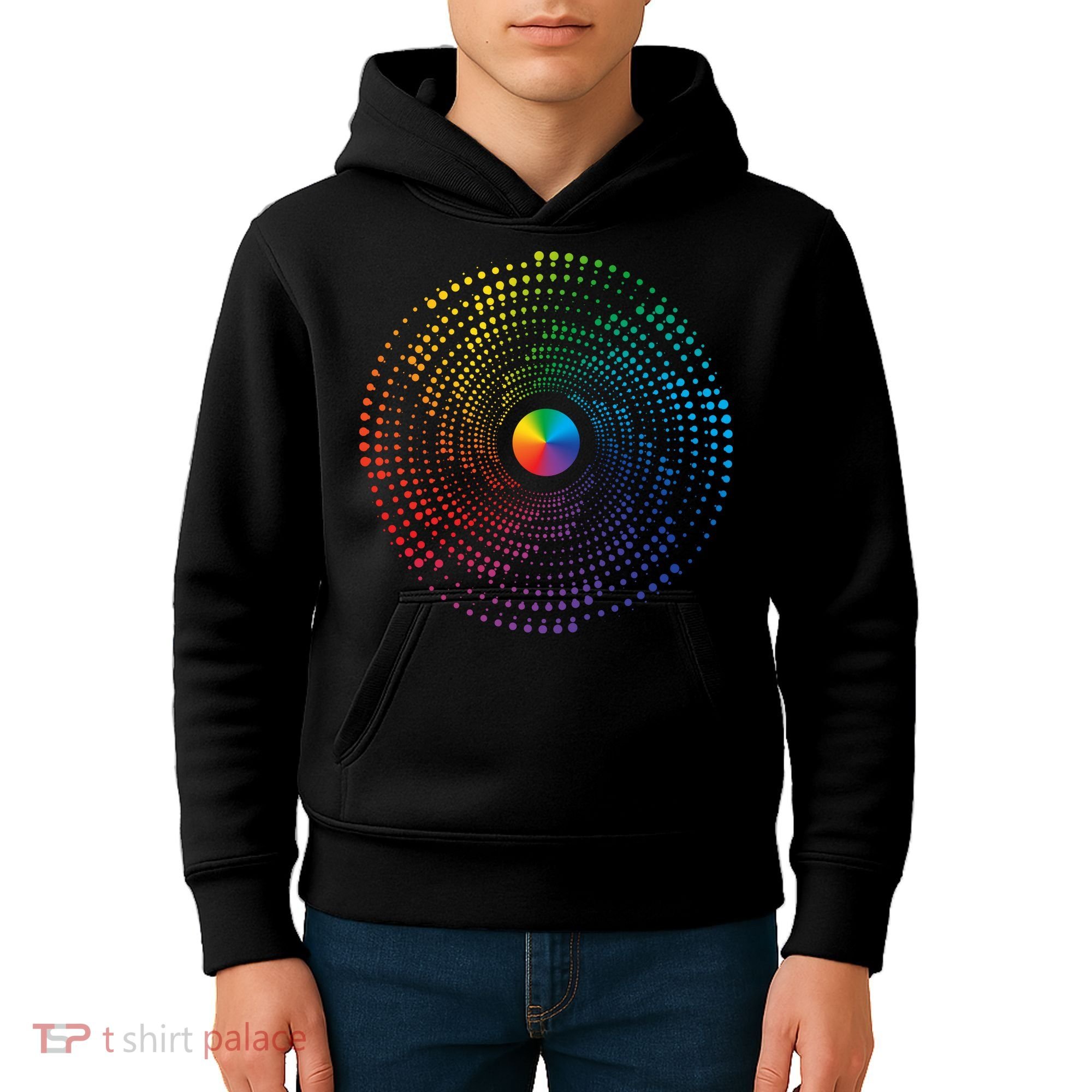 Make Your Mark International Dot Day Rainbow Polka Dot Swirl Kids Hoodie