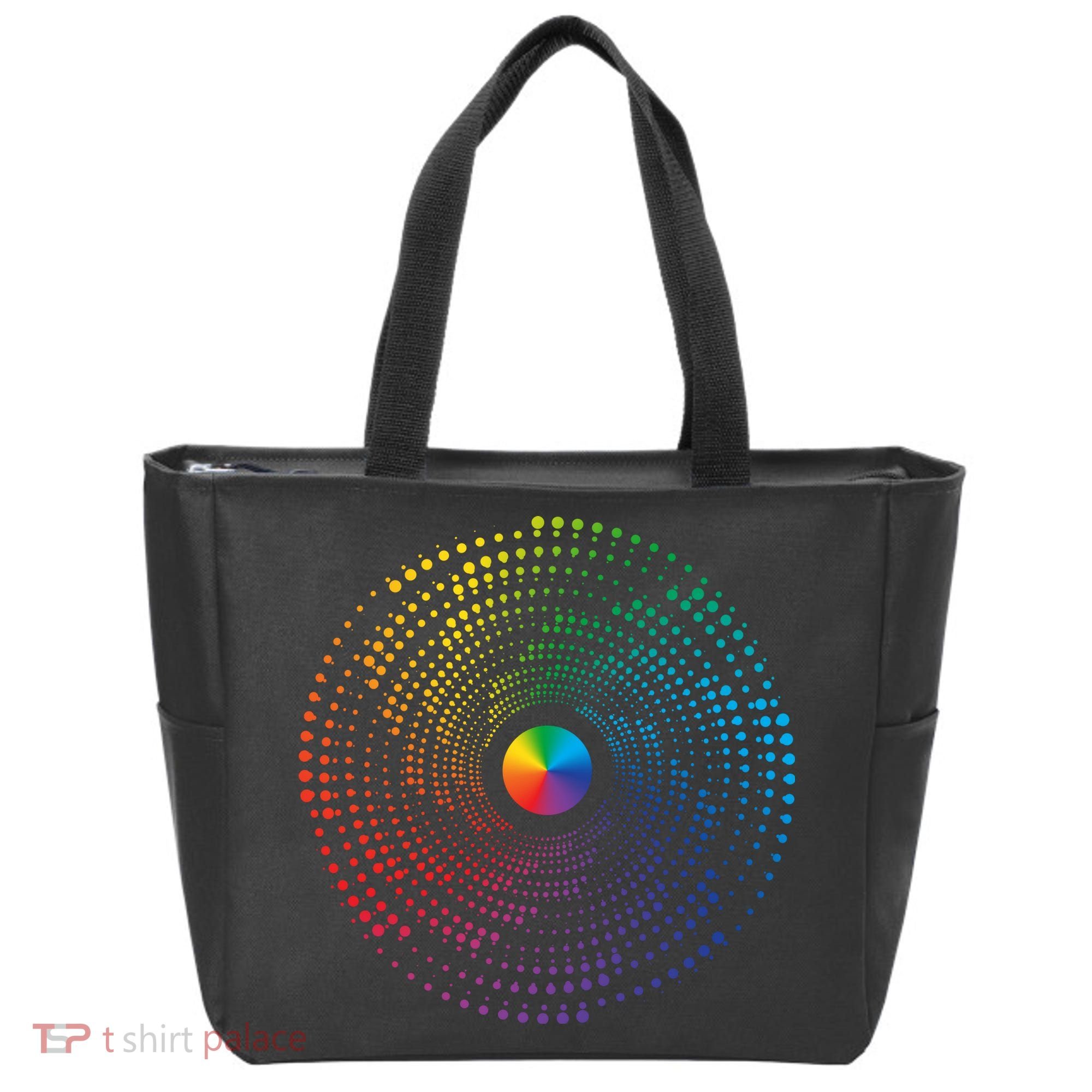 Make Your Mark International Dot Day Rainbow Polka Dot Swirl Tote Bag