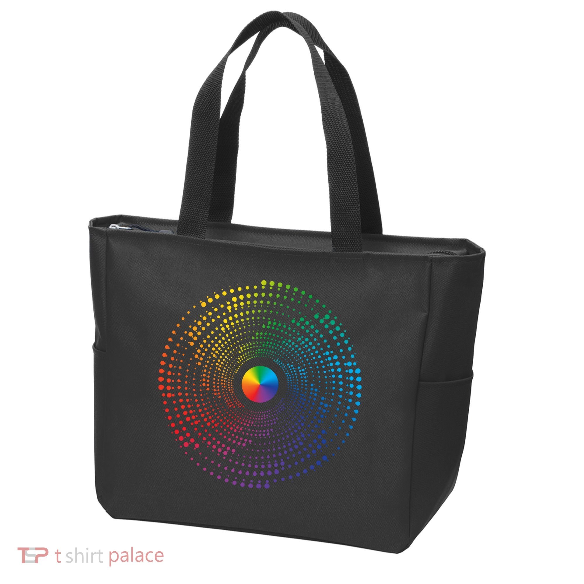 Make Your Mark International Dot Day Rainbow Polka Dot Swirl Tote Bag