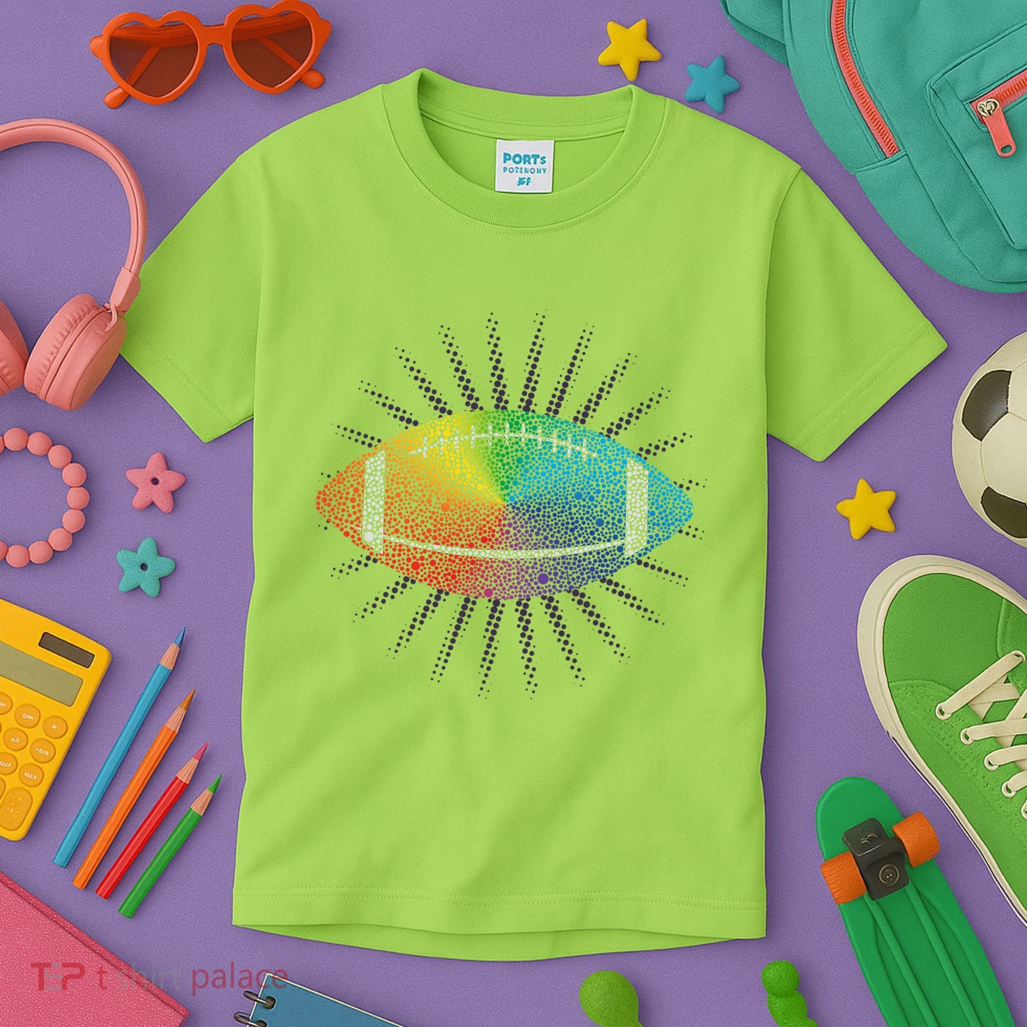 Make Your Mark International Dot Day Rainbow Football Kids T-Shirt