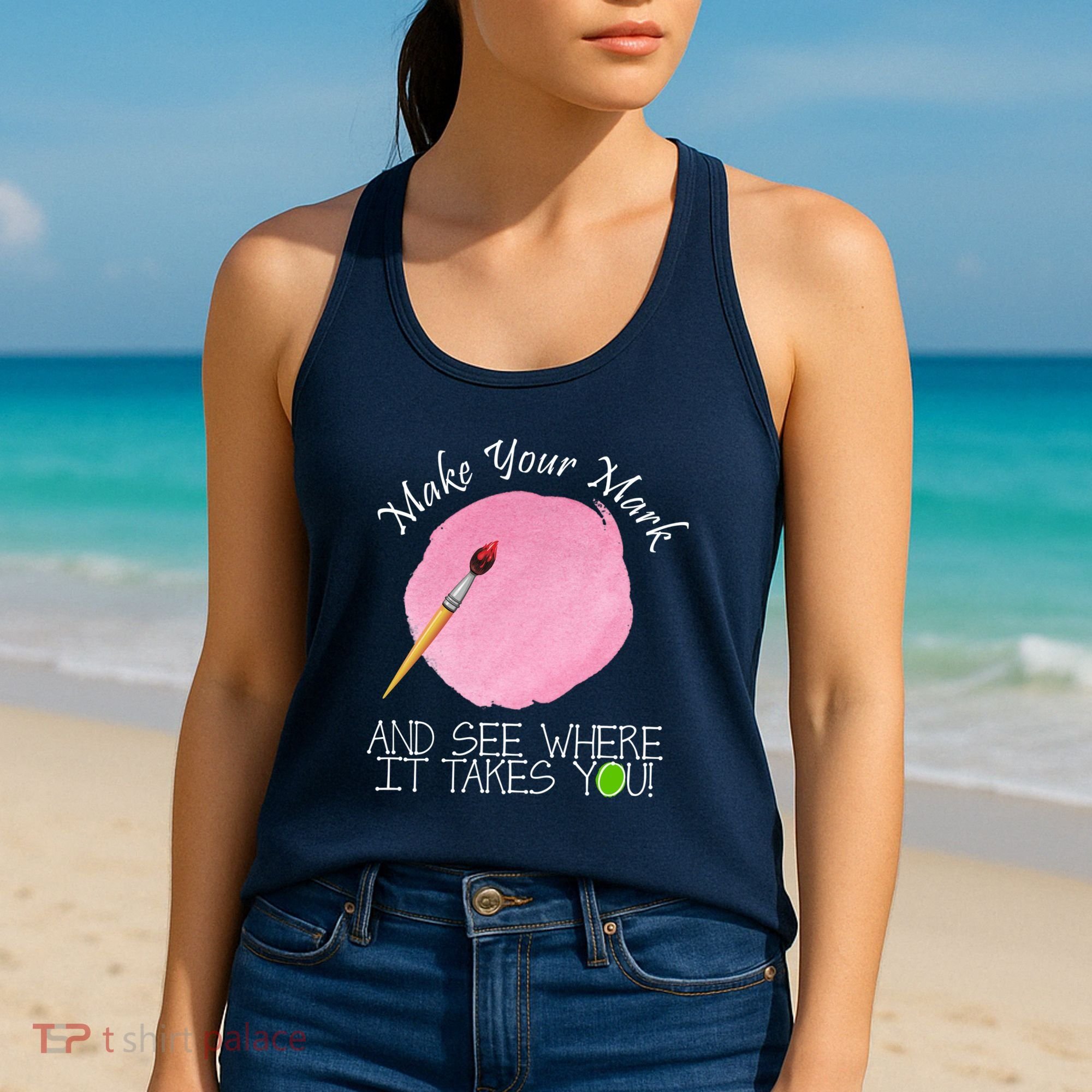 Make Your Mark And See Where It Takes You Dot Day Paint Brush Women's Tank Top