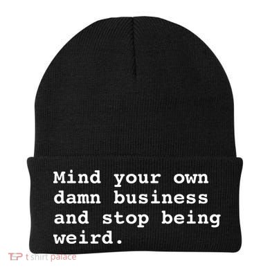 Mind Your Own Business Gift For Democrat Vote Blue Weird Beanie