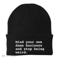 Mind Your Own Business Gift For Democrat Vote Blue Weird Beanie thumb 0