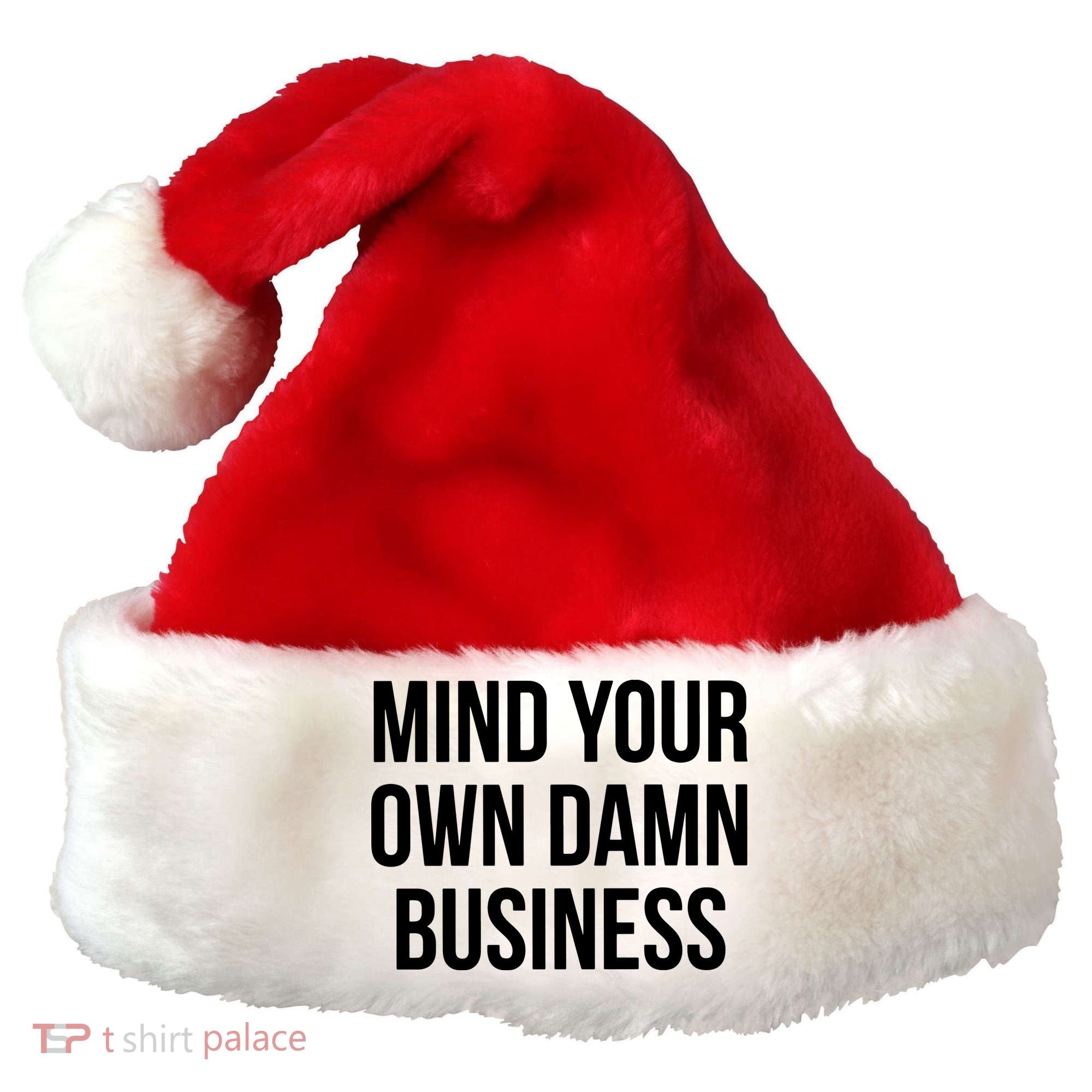 Mind Your Own Damn Business Santa Hat
