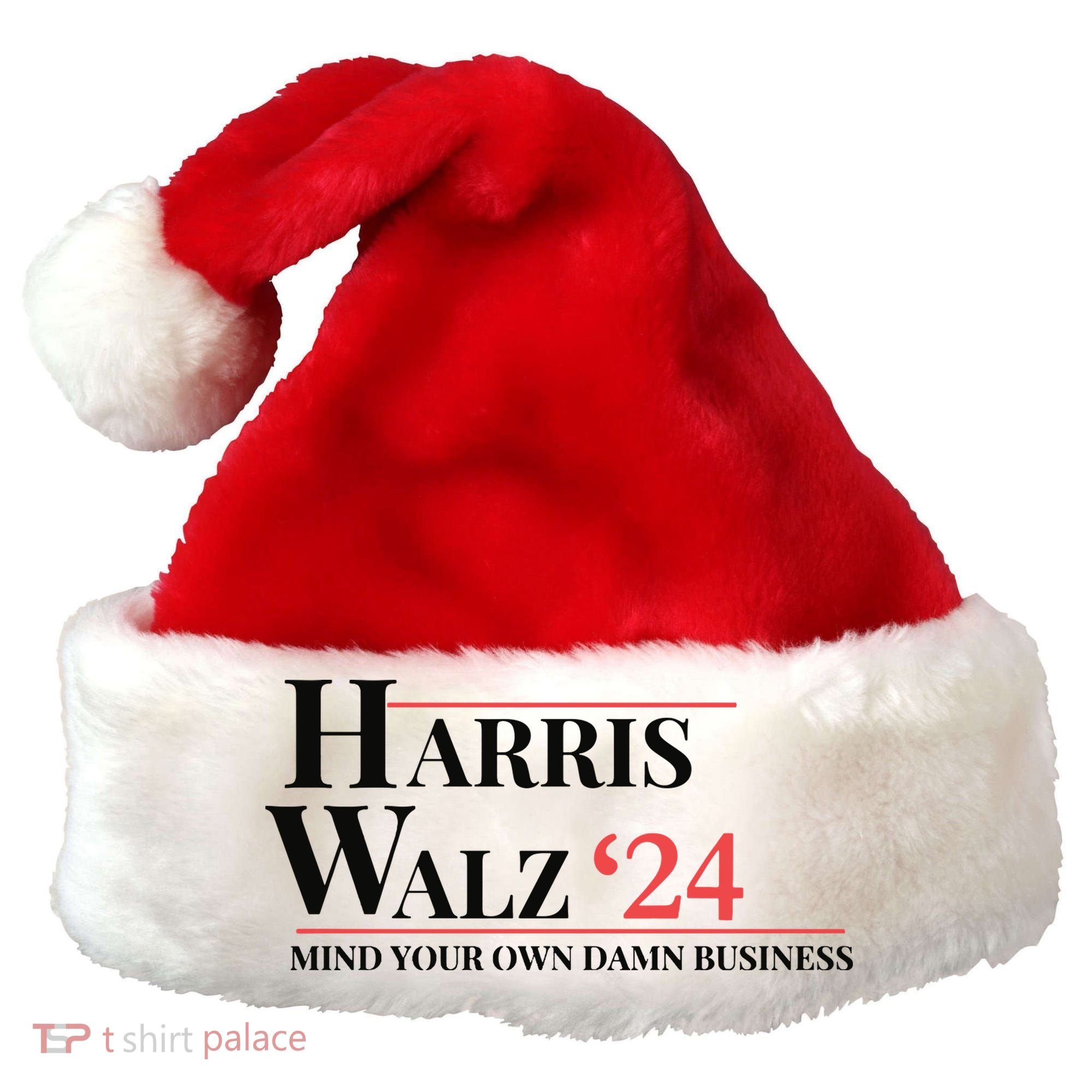 Mind Your Own Damn Business Harris Walz 2024 Santa Hat