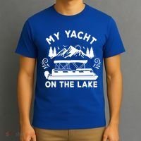 My Yacht On The Lake Pontoon Boat Mens Boating T-Shirt thumb 3