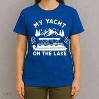 My Yacht On The Lake Pontoon Boat Mens Boating T-Shirt thumb 4